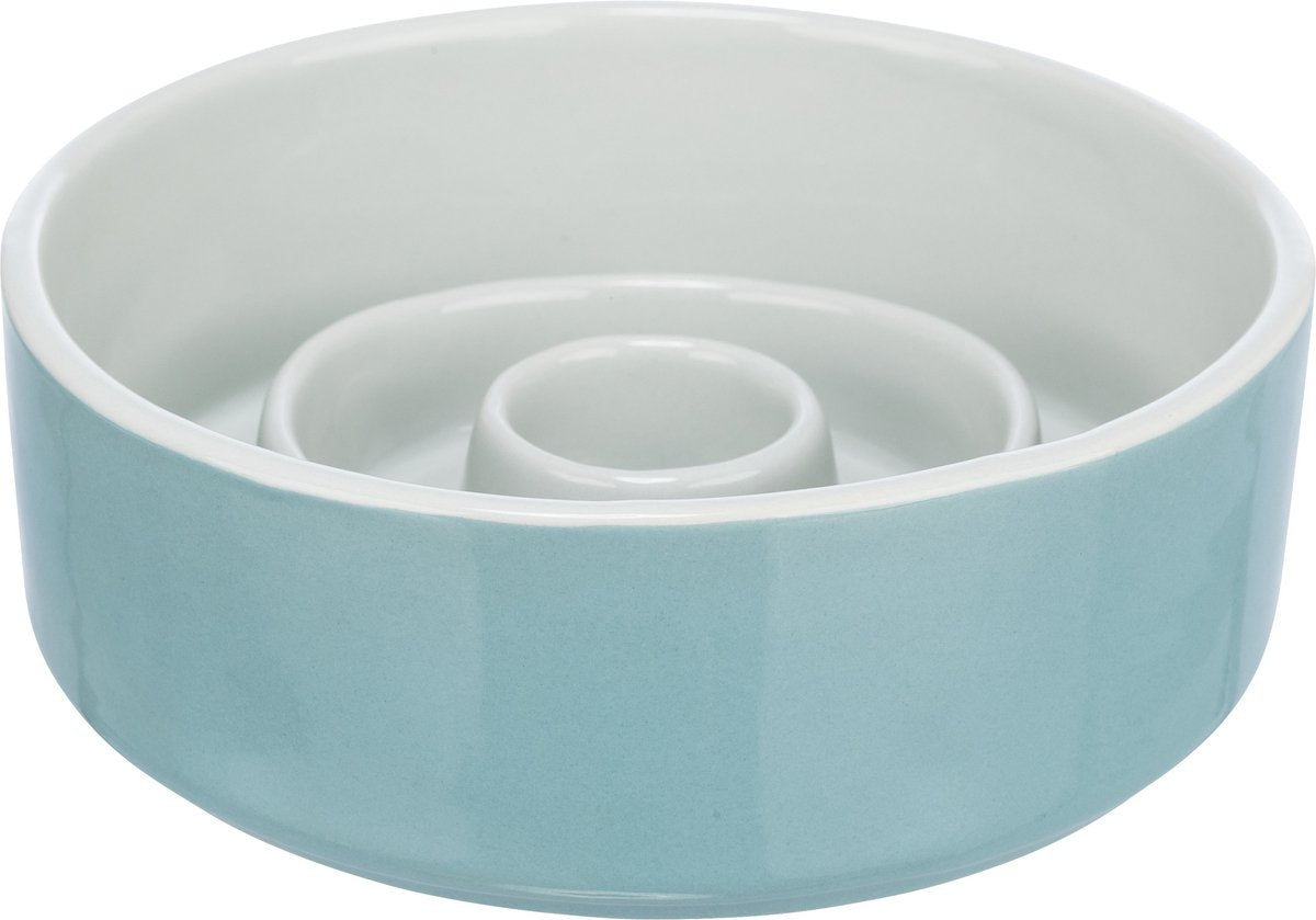 Trixie ceramic slow feeder bowl grey blue