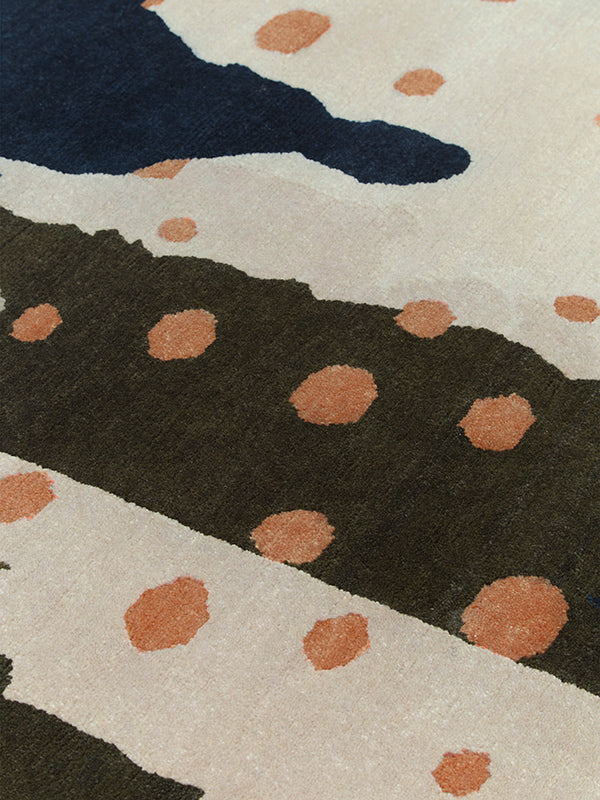 Hand Tufted Rug | Ivory, Navy & Terracotta | Wool | Axioma by Rugfine-2