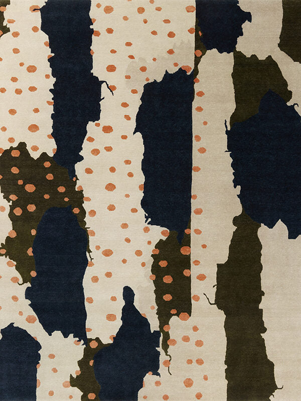 Hand Tufted Rug | Ivory, Navy & Terracotta | Wool | Axioma by Rugfine-0