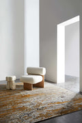 Hand Knotted Wool Rug | Amber Orange, Silver Grey & Ivory | Wool | Chromaze by Rugfine-0