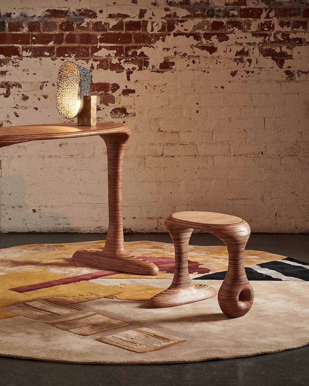 Ivory, Amber & Crimson Square Rug | Dymos | Hand Tufted New Zealand Wool | Rugfine-0