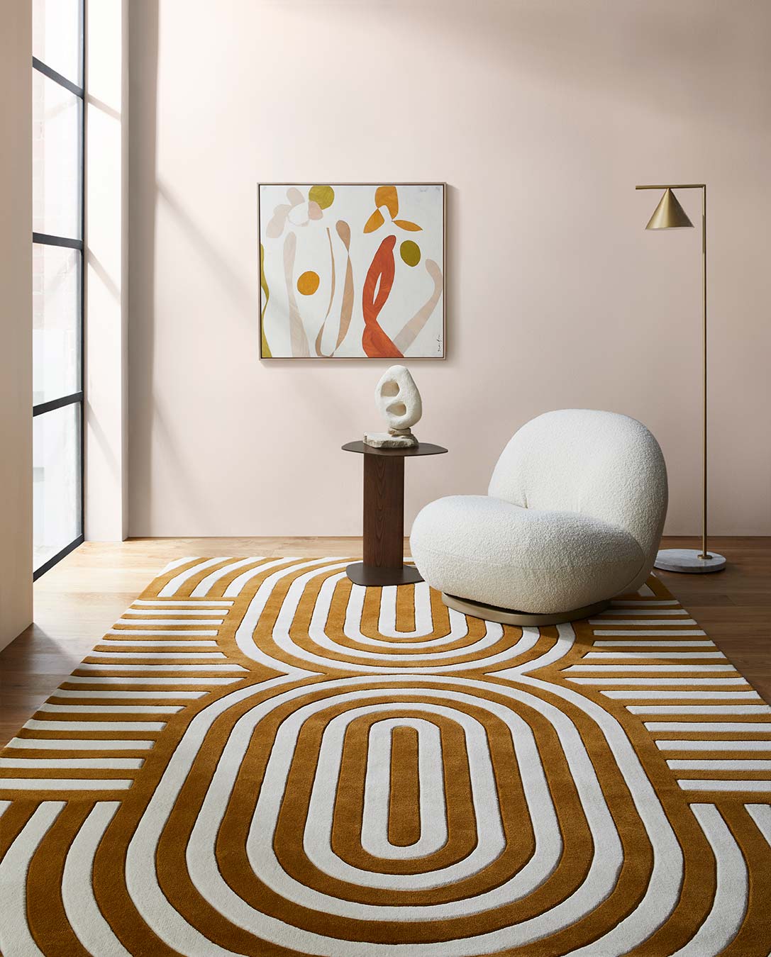 Hand Tufted Rug | Mustard & Ivory | Wool | Looprik by Rugfine-2