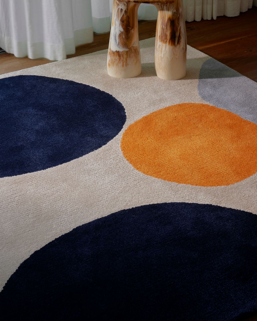 Hand Tufted Rug | Ivory, Navy & Brown | Wool | Lumicor by Rugfine-2