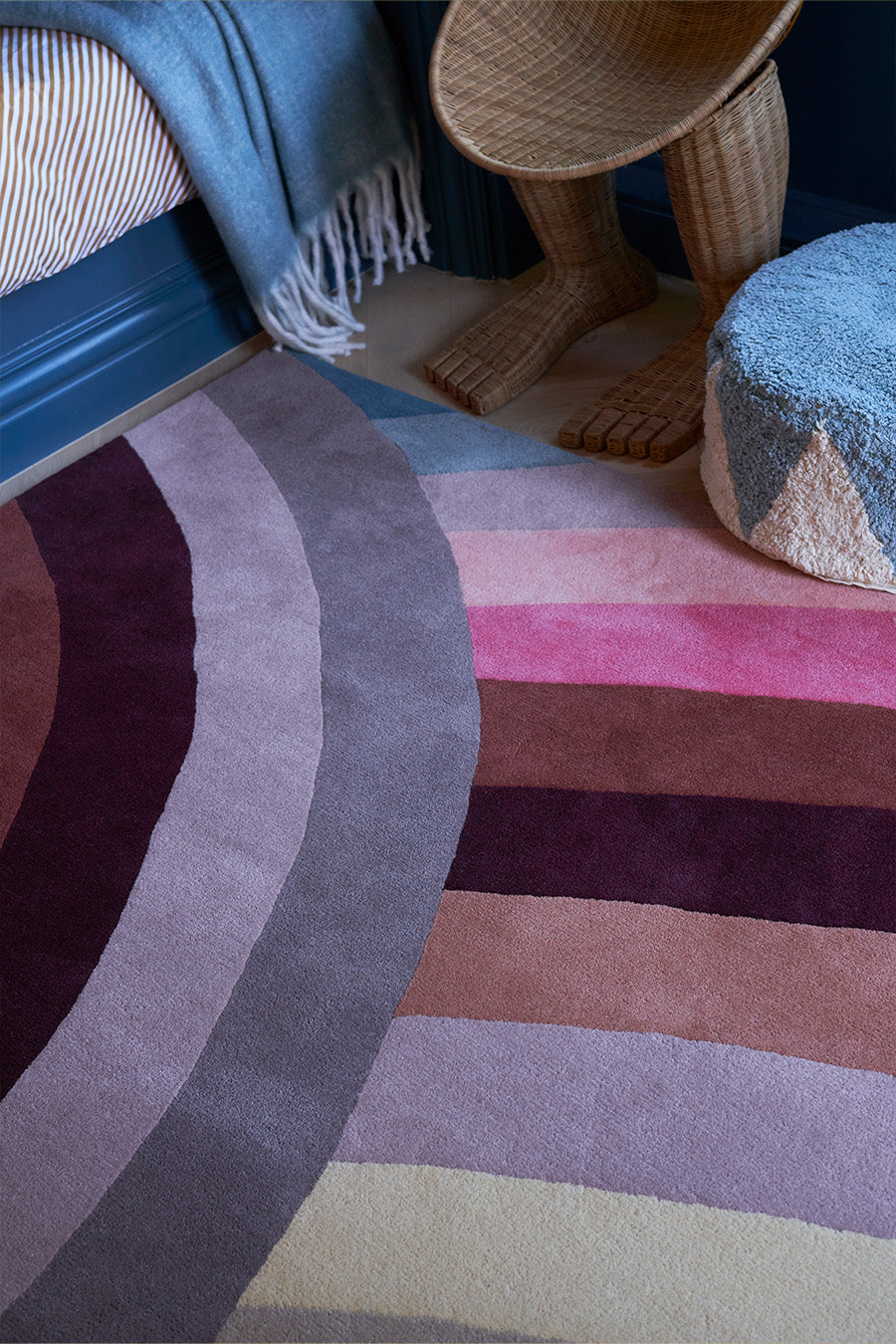 Hand Tufted Rug | Blush Pink, Burgundy & Teal | Wool | Mystiq by Rugfine-2