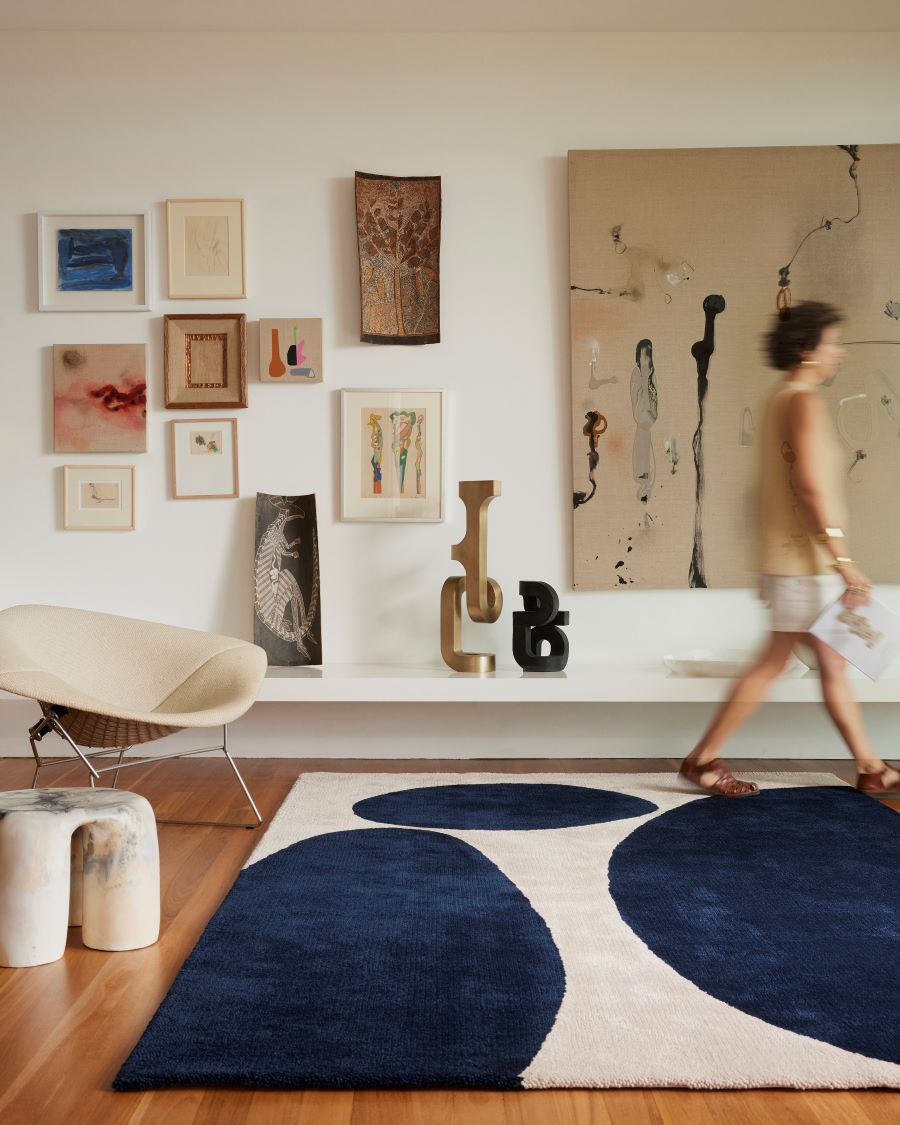 Ivory & Navy Hand Tufted Rug | Wool | Sealuxe by Rugfine-1