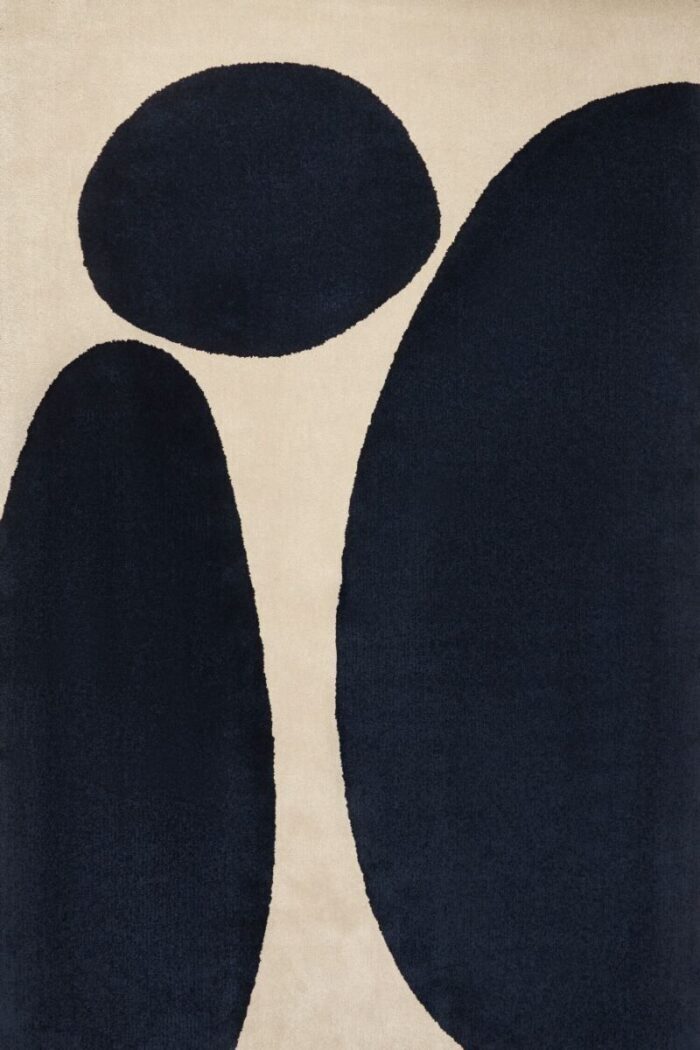 Ivory & Navy Hand Tufted Rug | Wool | Sealuxe by Rugfine-0