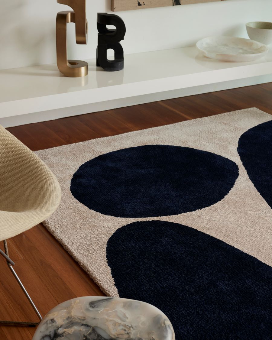 Ivory & Navy Hand Tufted Rug | Wool | Sealuxe by Rugfine-2
