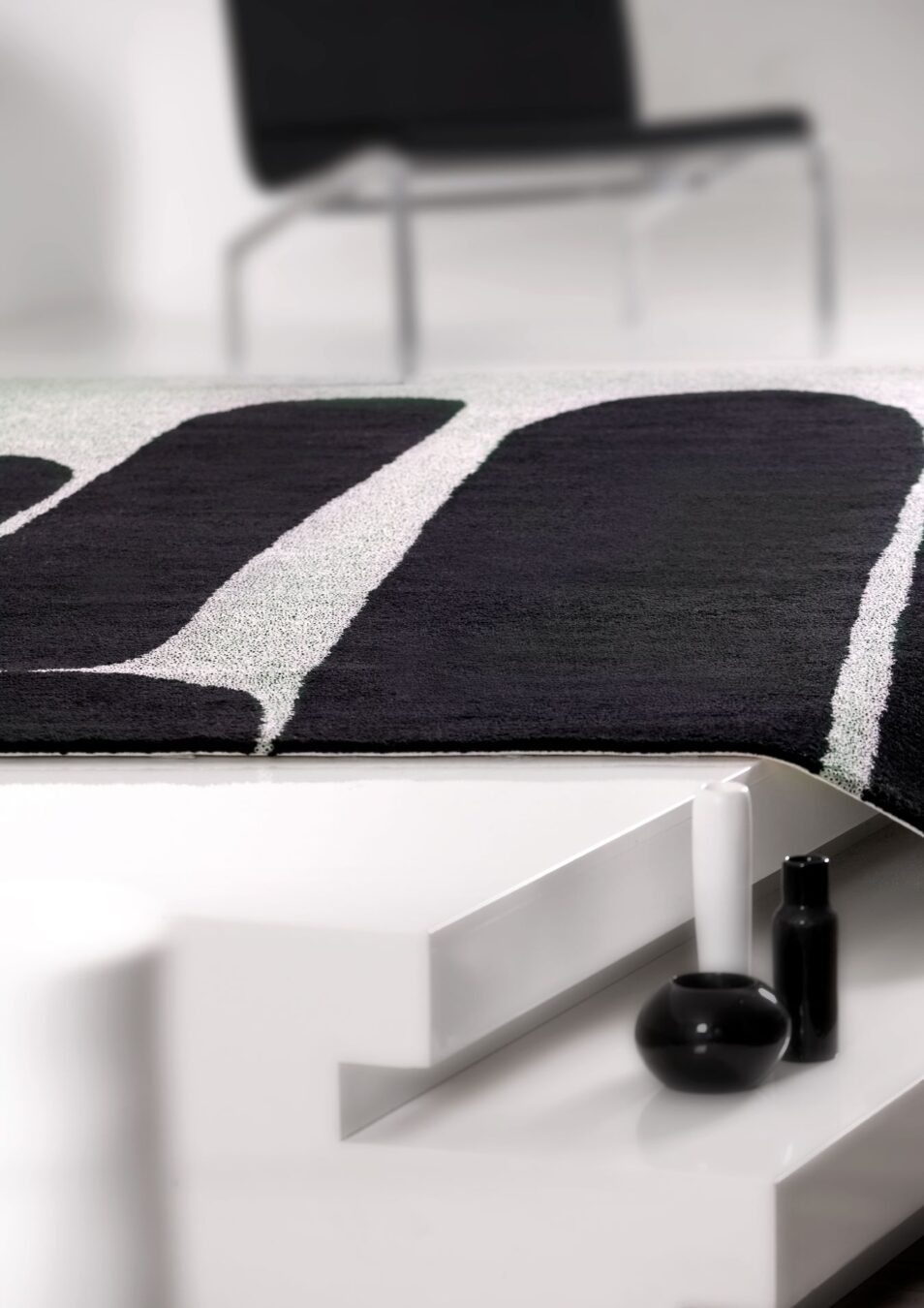 Wool Area Rug | Black & Light Grey | Vibrae by Rugfine-1